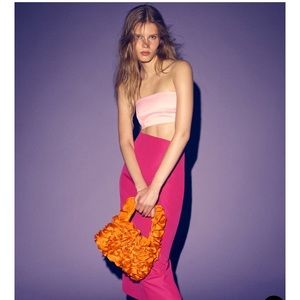 Zara Ruffled Fabric Shoulder Bag